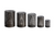 Set of Five Dark Brown Pierced Geometric Metal Tabletop Hurricane Candle Holders - 880016762266