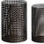 Set of Five Dark Brown Pierced Geometric Metal Tabletop Hurricane Candle Holders - 880016762266