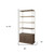 42" Antiqued Brass And Brown Distressed Metal and Solid Wood Four Tier Bookcase with Two Doors - 880016750867