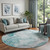 8' Teal And Ivory Abstract Washable Round Rug With UV Protection - 880016758672