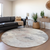 Taupe Round Floral Washable Indoor Outdoor Area Rug - 880024652443