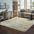 Homeroots Home Decor 8' x 10' Abstract Area Rug, Blue and Brown, Hand Loomed, Stain Resistant