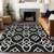 10' X 14' Black And Ivory Trellis Washable Indoor Outdoor Area Rug - 608219170967