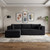 105" Black Corduroy Modular Left Chaise Style Sofa With Toss Pillows - 880024725192
