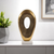 16" Gold And White Aluminum And Marble Abstract Tabletop Sculpture - 880016398199