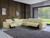 Beige Italian Leather Power Reclining U Shaped Seven Piece Corner Sectional With Console
