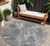 8' Gray And Charcoal Round Geometric Washable Indoor Outdoor Area Rug - 608219080174