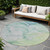 8' Round Green Round Abstract Washable Non Skid Indoor Outdoor Area Rug