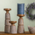 Set of Three Distressed Floral Resin Tabletop Pillar Candle Holders - 880016745672