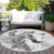 8' Gray And Silver Round Horse Washable Indoor Outdoor Area Rug - 880016749557