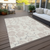 9' X 12' Ivory And Gray Floral Washable Indoor Outdoor Area Rug - 880016444087
