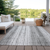 10' X 14' Gray And Ivory Striped Washable Indoor Outdoor Area Rug - 608219093006