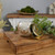 5" White Juniper Scented Two Wick Candle In Clear And Gold Glass Leaf Holder - 880024870199