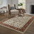 Homeroots Home Decor 8' x 11' Oriental Power Loom Area Rug, Ivory Red Green Grey Blue and Navy, With Fringe