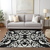 8' X 10' Black And Ivory Damask Washable Indoor Outdoor Area Rug - 880016549782
