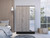 Light Oak and Black Three Door Wardrobe Closet with Mirror - 808230120280