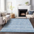 10' X 14' Sky Blue And Ivory Southwestern Washable Area Rug With UV Protection - 880024956138