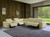 Beige Italian Leather Power Reclining U Shaped Seven Piece Corner Sectional With Console
