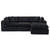 108" Black Chenille Modular Sofa With Ottoman And Toss Pillows - 880016795851