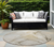 8' Round Beige and Gray Round Abstract Washable Non Skid Indoor Outdoor Area Rug - 608219091637