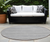 8' X 8' Black Silver and Gray Round Striped Washable Indoor Outdoor Area Rug - 606114969891