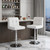 Set of Two White and Silver Faux Leather and Aluminum Adjustable Height Swivel Bar Chairs - 880024601304