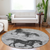 8' Gray And Charcoal Round Horse Washable Indoor Outdoor Area Rug - 880016438369