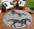 8' Gray And Charcoal Round Horse Washable Indoor Outdoor Area Rug - 880016438369