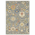 8' X 11' Gray Ivory And Blue Oriental Area Rug With Fringe