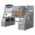 Twin Size Gray Finish Pine Wood Loft Bed - 614486162246