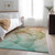 3' X 5' Teal And Ivory Abstract Washable Area Rug With UV Protection - 880024587189