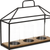15" Black Metal Glass And Wood Geometric Three Light Hurricane Candle Holder - 880016542288
