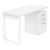 47" White Computer Desk With Three Drawers - 606114856320