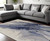 12' X 15' Blue Gray And Ivory Abstract Area Rug