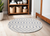 5' Ivory and Blue Geometric Round Rug - 608219374297