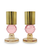 Set of Two Amber Gold And Pink Faceted Crystal Tabletop Taper Candlesticks - 880016539400