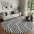 8' Black And Ivory Geometric Washable Round Rug With UV Protection - 880024747934
