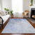 10' X 14' Navy Blue And Denim Blue Ombre Washable Indoor Outdoor Area Rug