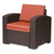 Heavy Duty Plastic Outdoor Accent Chair with Red Cushion