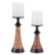 Metal Wood Tabletop Pillar Candle Holders - 880016500837