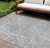 8' X 10' Gray Ivory And Silver Abstract Washable Indoor Outdoor Area Rug - 608219120573
