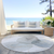 8' Round Ivory Blue and Gray Round Abstract Washable Non Skid Indoor Outdoor Area Rug - 608219059347