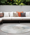 8' Round Ivory Blue and Gray Round Abstract Washable Non Skid Indoor Outdoor Area Rug - 608219059347