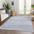 10' X 14' Sky Blue Striped Washable Indoor Outdoor Area Rug - 880016771237