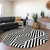 8' Round Black and White Round Geometric Washable Non Skid Indoor Outdoor Area Rug
