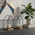 Set of Two Black And Brown Distressed Geometric Metal Tabletop Lantern Candle Holders - 880024992709