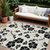 10' X 14' Ivory And Black Floral Washable Indoor Outdoor Area Rug - 880016627428