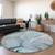8' Blue Gray And Ivory Abstract Washable Round Rug With UV Protection - 880024878775