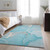 3' X 5' Teal And Ivory Abstract Washable Area Rug With UV Protection - 880016631944