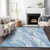 10' X 14' Blue And Ivory Abstract Washable Area Rug With UV Protection - 880016599664